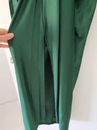 Vestido midi fiesta verde drapeado