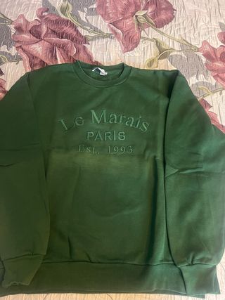 Sudadera verde Le Marais Paris Est. 1993
