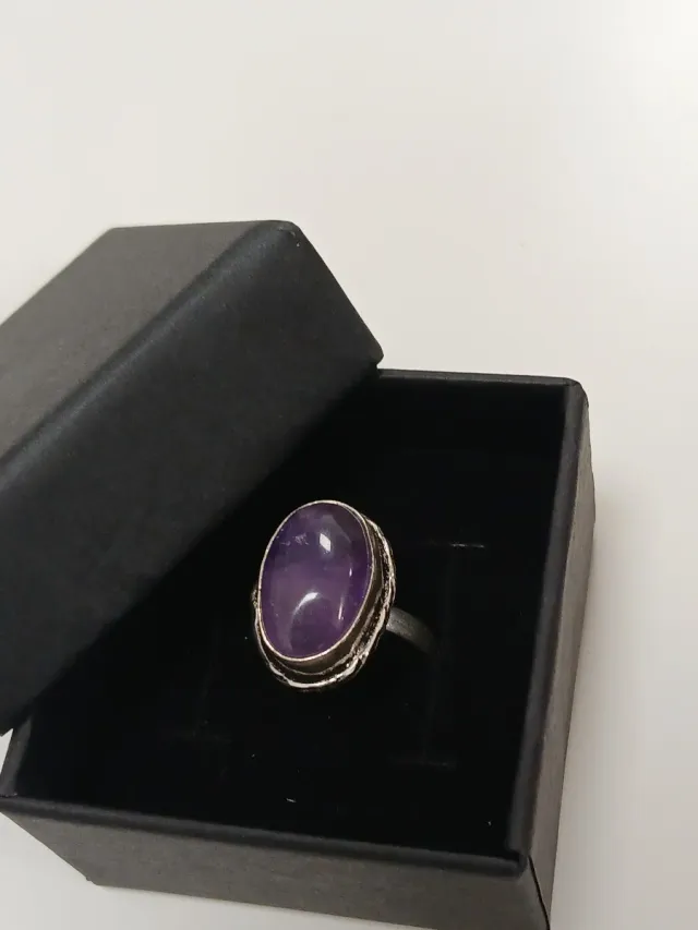 Anel Artesanal Indiano Pedra Ametista