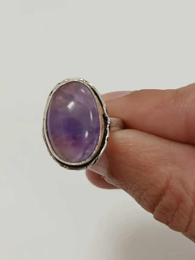 Anel Artesanal Indiano Pedra Ametista