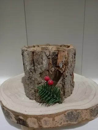 Portacandele in legno con cuore