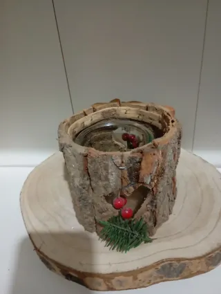 Portacandele in legno con cuore