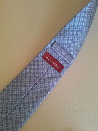 Corbata hombre azul y gris con estampado