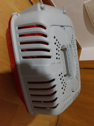 Caseta Transporte Mascota Gris y Roja