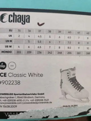 Patines de hielo Chaya blancos y menta talla 37