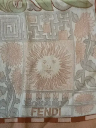 Sciarpa Fendi Seta Floreale Beige Verde