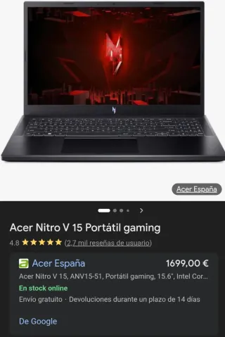 Portátil Gaming Acer Nitro V 15 – 1 TB SSD – Nuevo