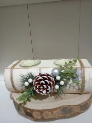 Set 2 Portacandele Legno e Vetro