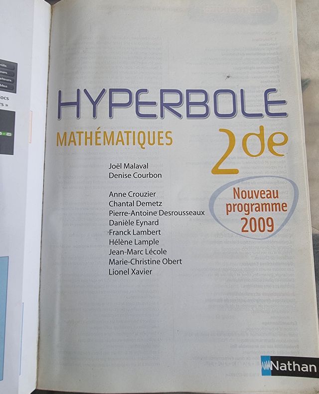 HYPERBOLE 2E PROGRAMME 2009