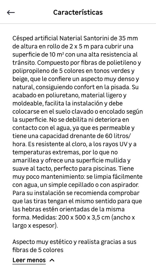 4 Rollos Césped Artificial Verde modelo santorini