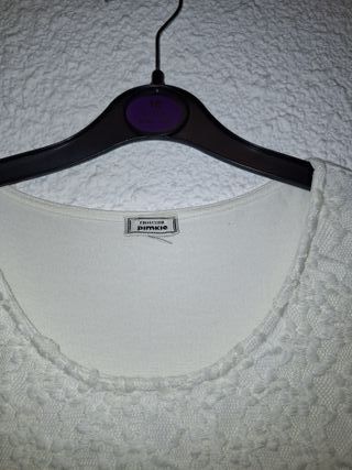 Blusa encaje Pimkie blanca talla S