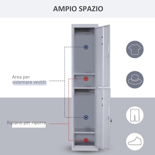 Armadietto 4 Ripiani 2 Porte Chiusura di Sicurezza