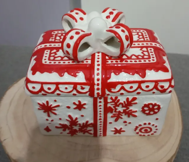 Biscottiera Ceramica Natalizia Rosso Bianco
