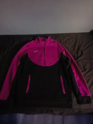 Sudadera Joma Negra y Rosa Media Cremallera