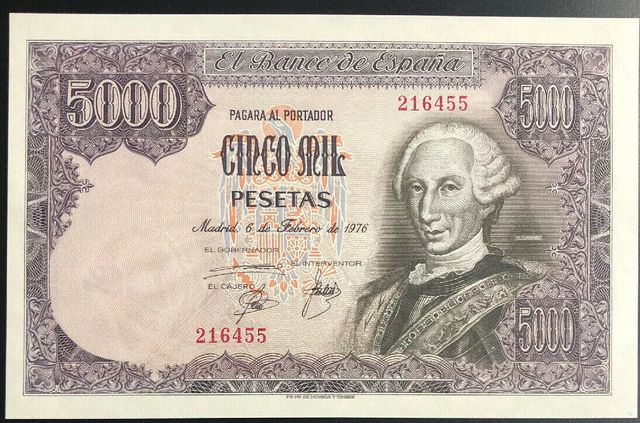Billete 5.000 Pesetas año 1976. SIN CIRCULAR.
