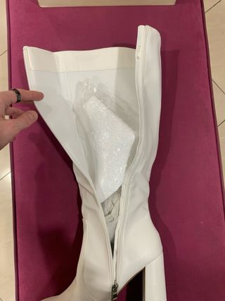 Stivali bianchi plateau tacco 12 -50%