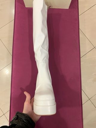 Stivali bianchi plateau tacco 12 -50%