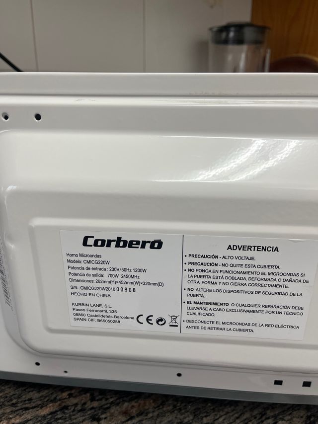 Microondas Corbero Blanco casi a estrenar