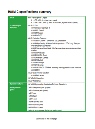 Placa Base Asus H81M-C LGA1150
