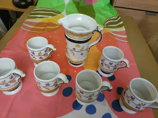 Juego de vasos y Jarra de Cerveza Vintage