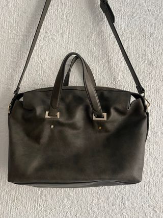 Bolso Zara Grande tipo bowling Caqui