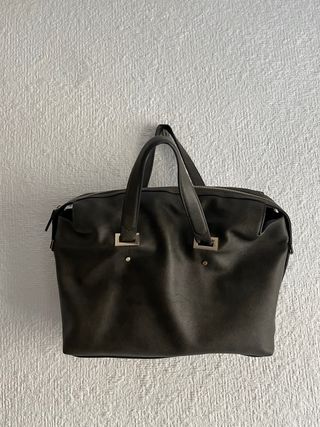 Bolso Zara Grande tipo bowling Caqui