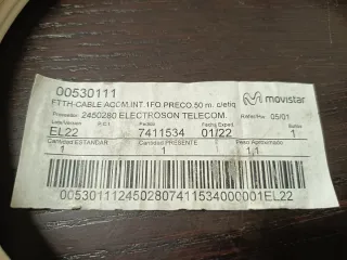 Cable Fibra Óptica 50m Electroson Nuevo