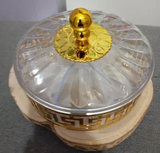 Scatola Portadolci Trasparente con Dettagli Oro