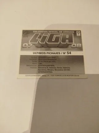 Cromos Liga Este 07-08 Gerard. Panini. Sin pegar.