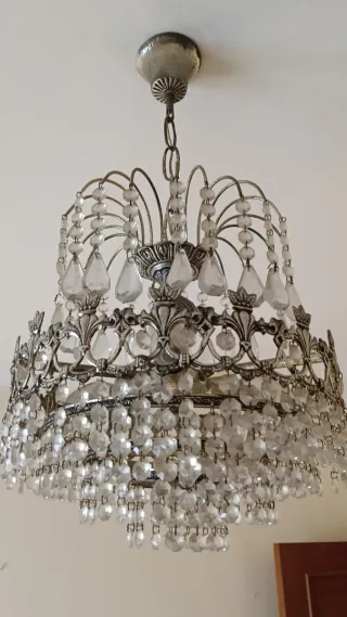 Lámpara de techo de cristal plateada