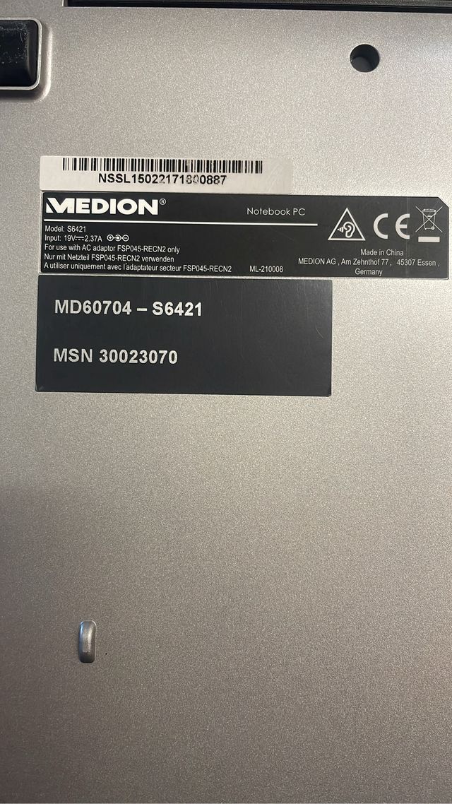 Portátil Medion Plata