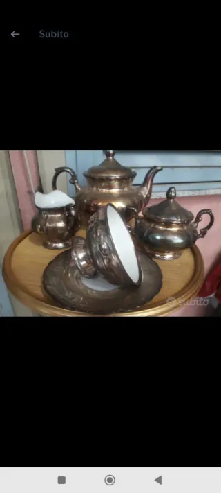 Servizio da tè/caffè in metallo argentato