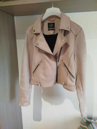 Chaqueta antelina rosa talla 38