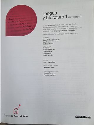 LENGUA Y LITERATURA 1 BACHILLERATO LA CASA DEL ...