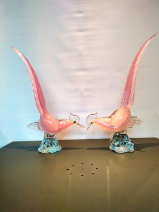 Murano Coppia fagiani rosa vintage anni 50