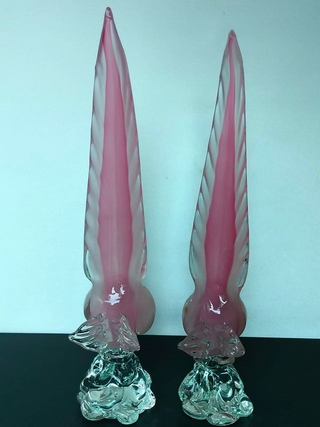 Murano Coppia fagiani rosa vintage anni 50
