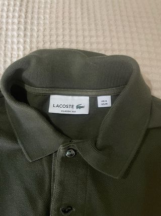 Polo Lacoste manga larga verde oliva