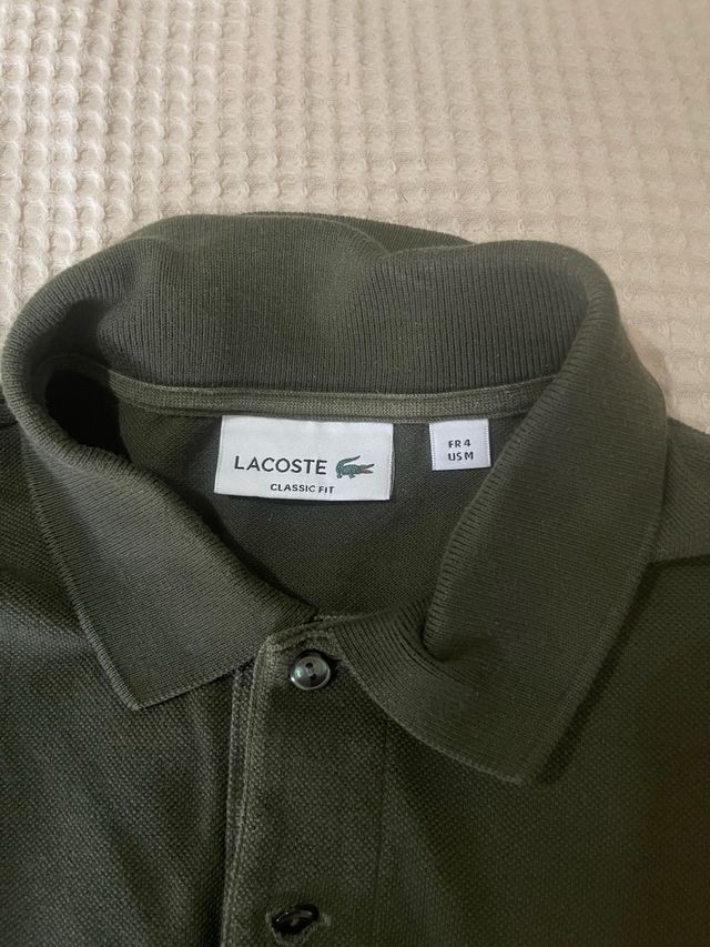 Polo Lacoste manga larga verde oliva
