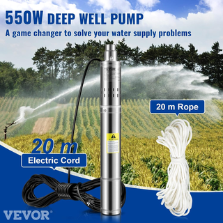 Pompa d'Acqua Sommergibile 550W Flusso 35L/min per