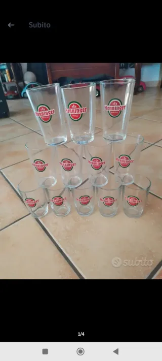 Bicchieri Henninger in vetro trasparenti anni 70