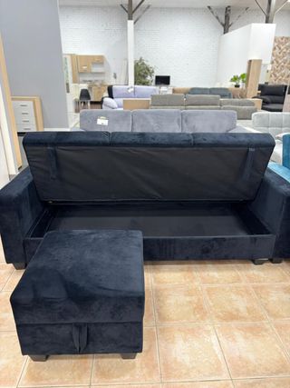 Oferta!! Sofá Cama Negro + Puff Almacenamiento