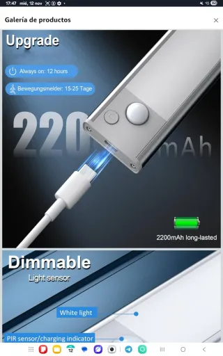 Luz LED con Sensor Pack x2 nuevo 30 cm