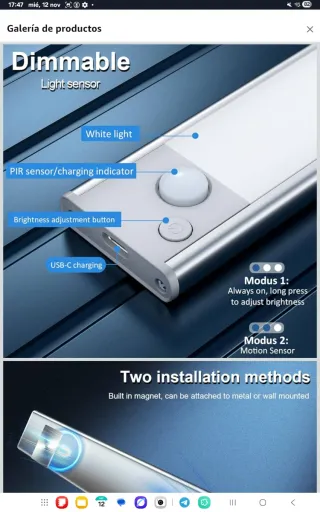 Luz LED con Sensor Pack x2 nuevo 30 cm