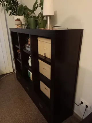 Librería de madera oscura