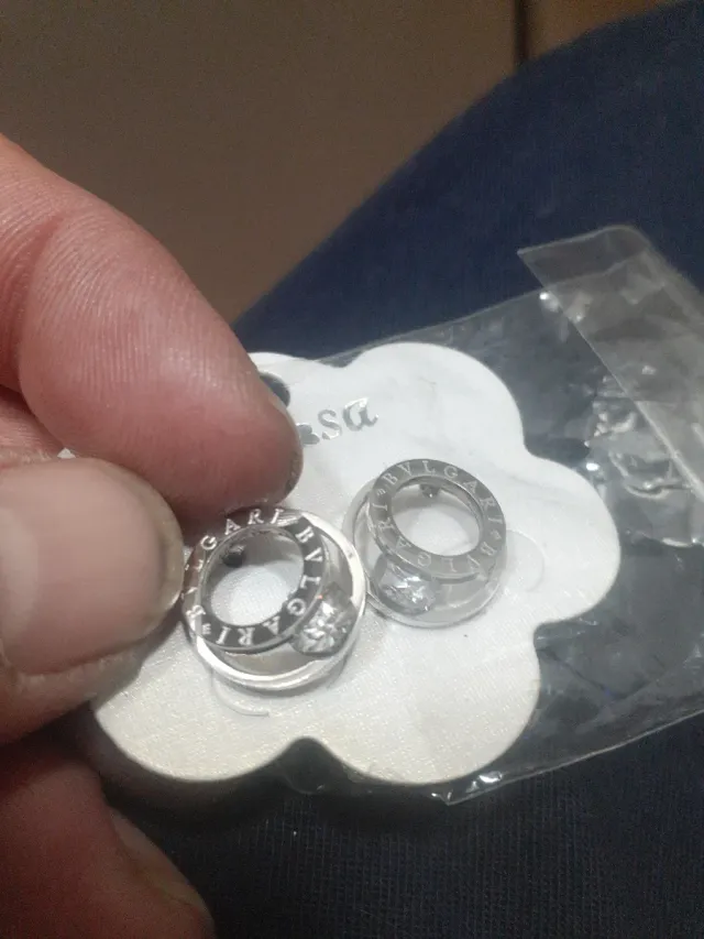 Pendientes Bulgari Negro y Plateado