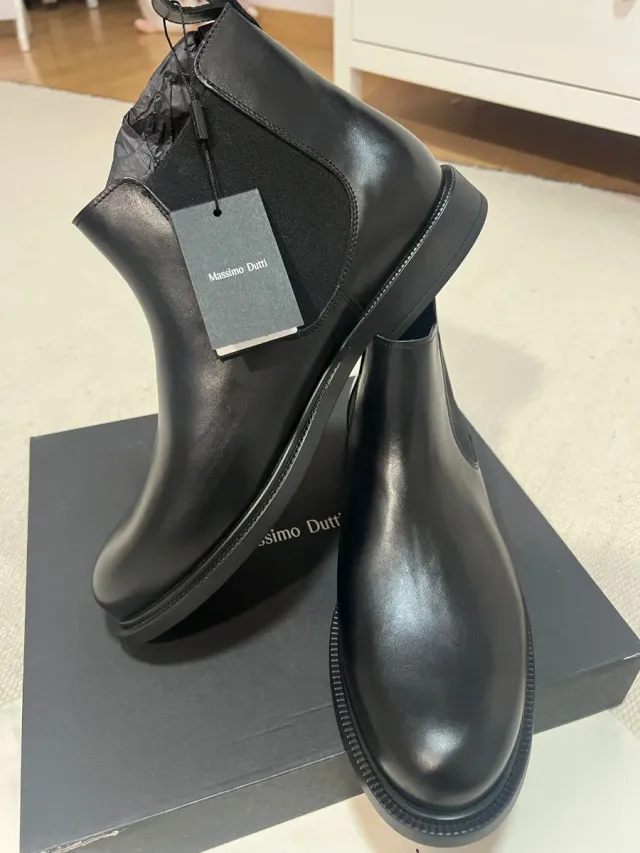 Botines piel Massimo Dutti negros hombre