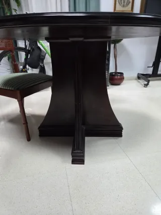 Mesa redonda madera y cristal con 4 sillas