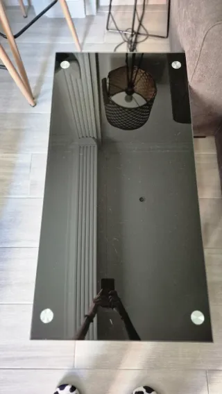 Mesa de centro cristal y metal