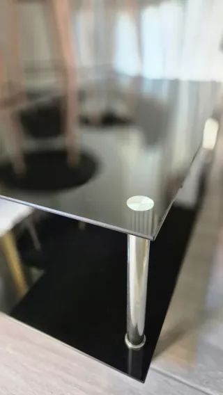 Mesa de centro cristal y metal