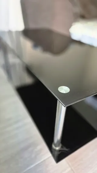 Mesa de centro cristal y metal